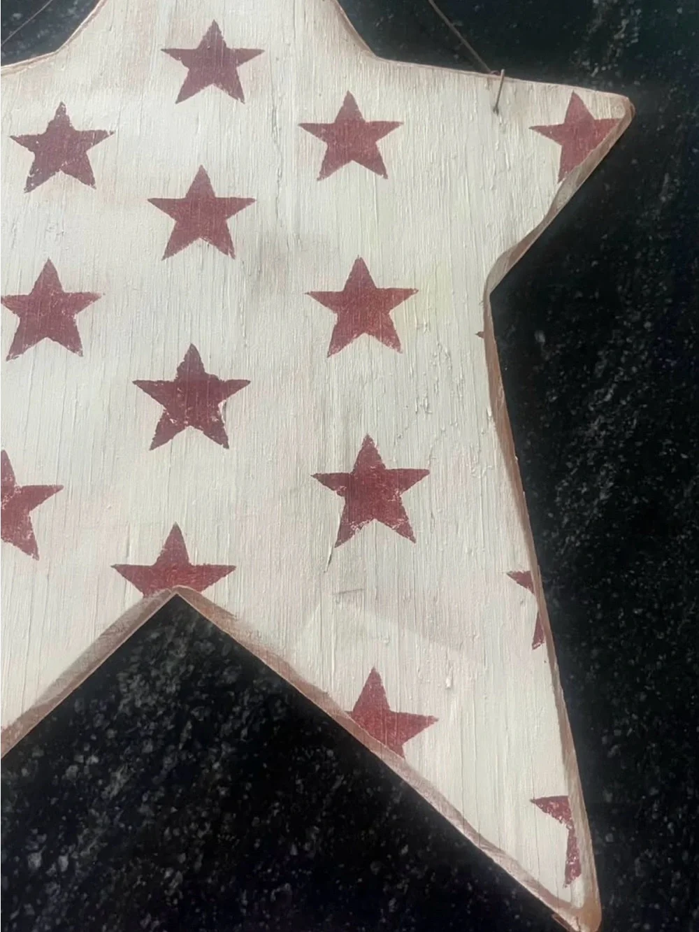 Wooden Star Wall Hanging with Red Stars